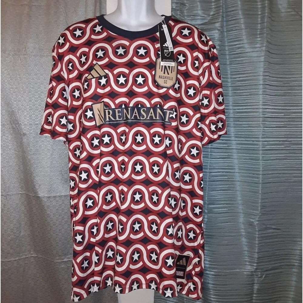 Adidas 2XL Nashville FC Slim Fit Pre-Match Adidas/Marvel Jersey  NWT